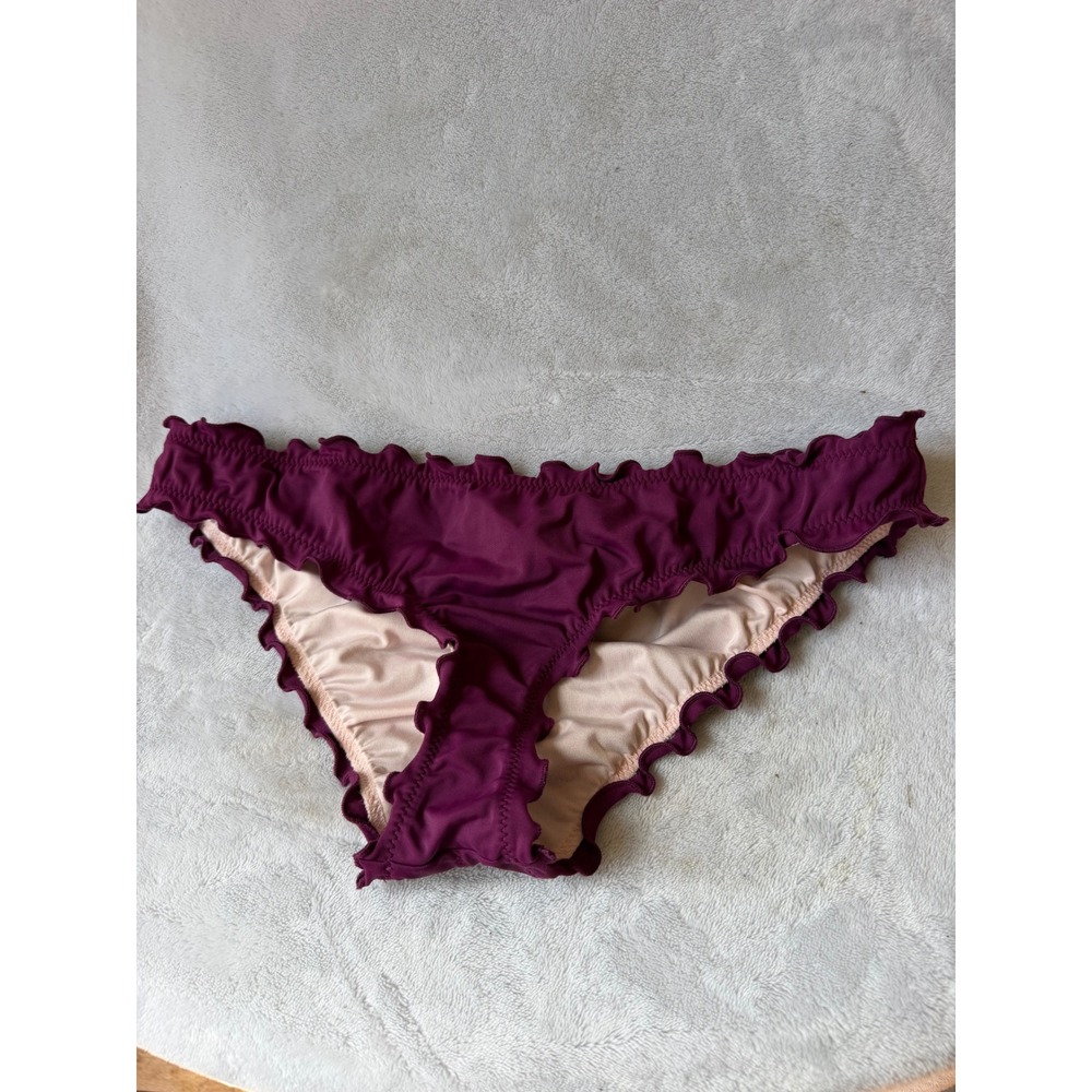 Shade & Shore Bikini Bottoms Womens S Purple Good Ruffle Ruched Back Swimwear